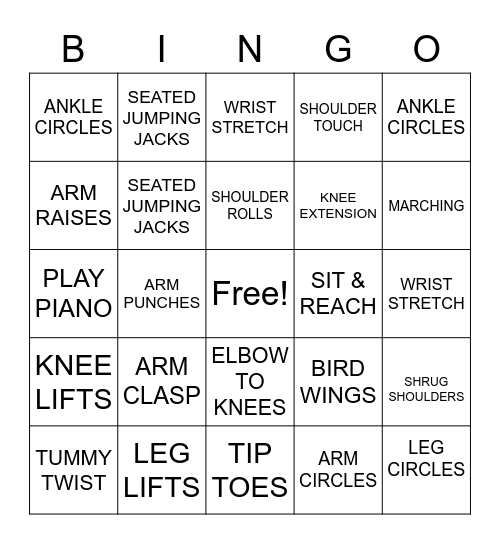 FITNESS BINGO Card