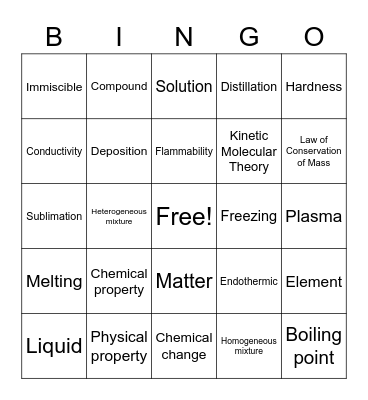 Matter Bingo Card
