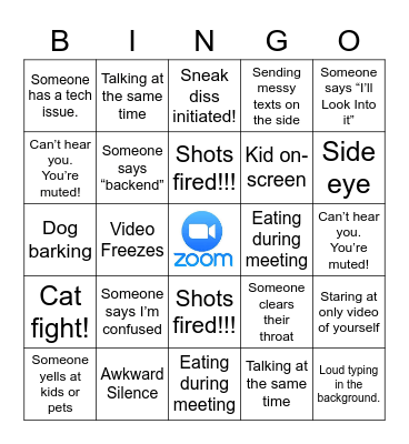 ZOOM BINGO Card