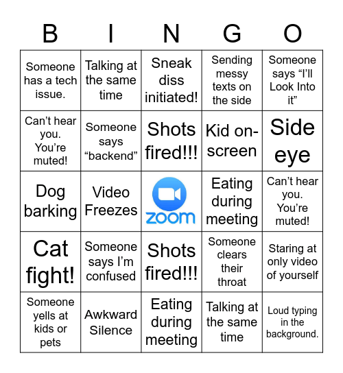 ZOOM BINGO Card