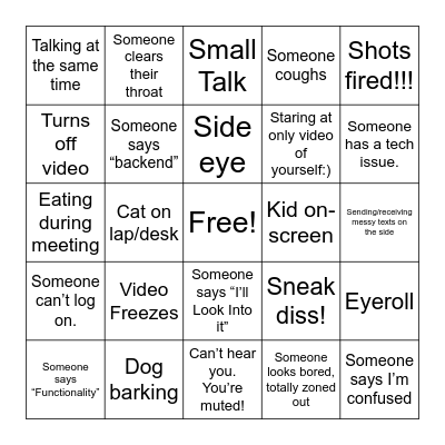 ZOOM BINGO Card