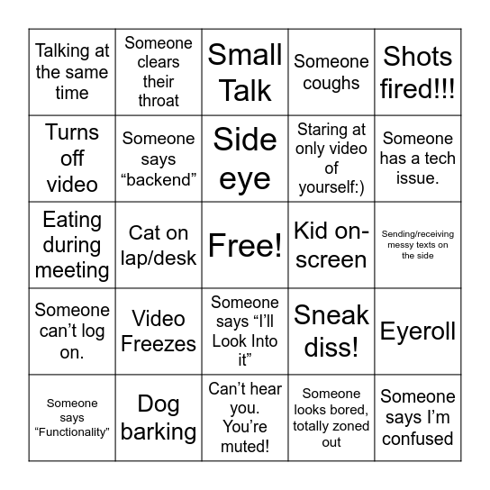 ZOOM BINGO Card