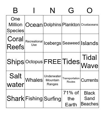 Marine Bingo Card