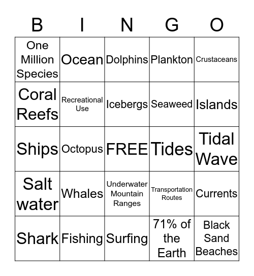 Marine Bingo Card