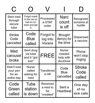 Pharmacy Week BINGO Card