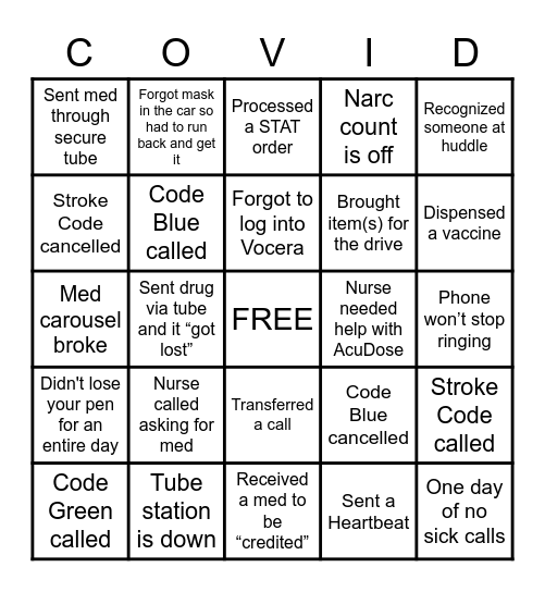 Pharmacy Week BINGO Card