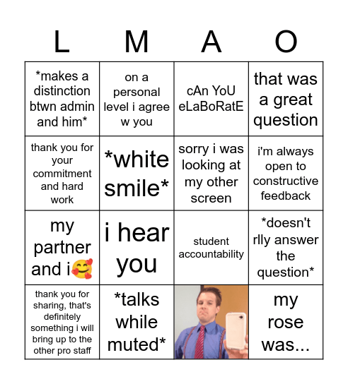 Jared Sayings Bingo Card