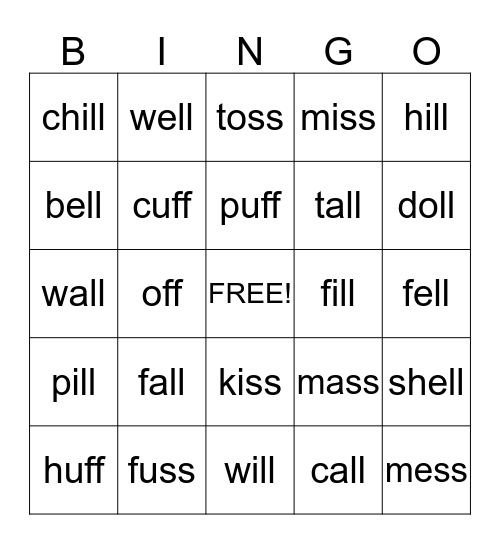 DigraphBingo Card