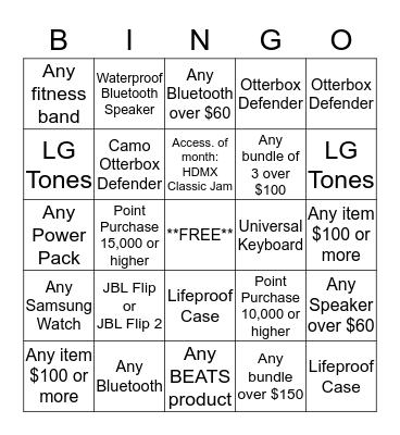 HIGH END ACCESSORY BINGO Card
