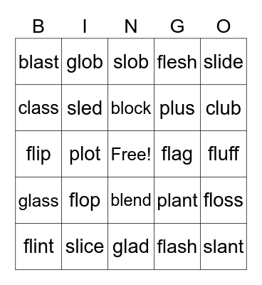 L- Blend Bingo Card