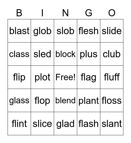 L- Blend Bingo Card