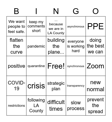 School Board Bingo - COVID Edition Bingo Card