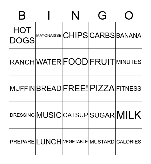 FOOD SERVICE BINGO Card