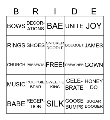 LISA'S WEDDING Bingo Card