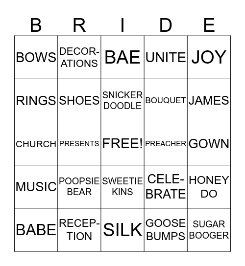 LISA'S WEDDING Bingo Card