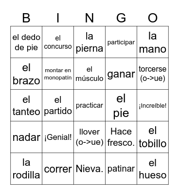 Realidades 3: 1A A ver si recuerdas Bingo Card