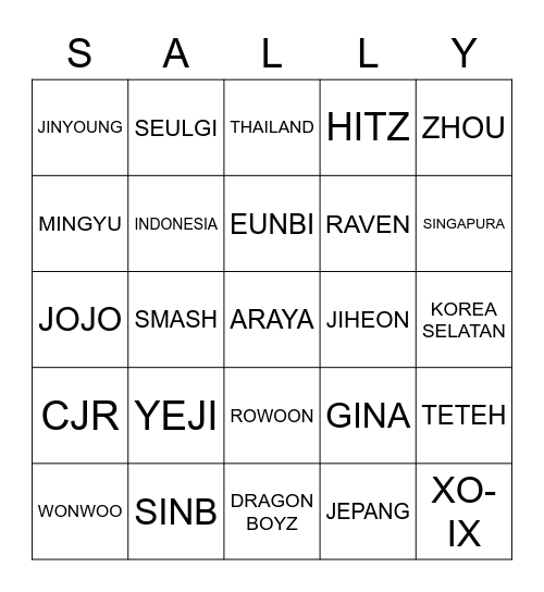 BINGO WITH RAVEN Bingo Card