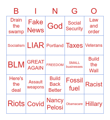 Debate Bingo Card