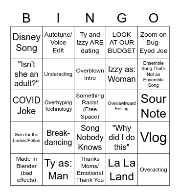 EDMT's High Voltage IN The Movies Bingo Card