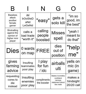 FFFFFFFFFFFFF Bingo Card