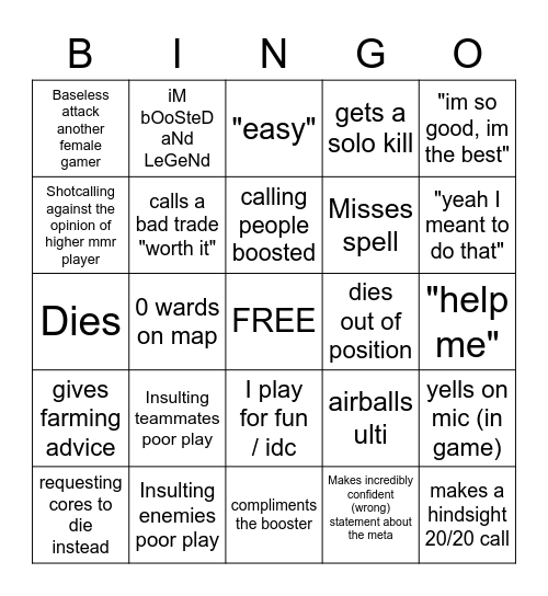 FFFFFFFFFFFFF Bingo Card
