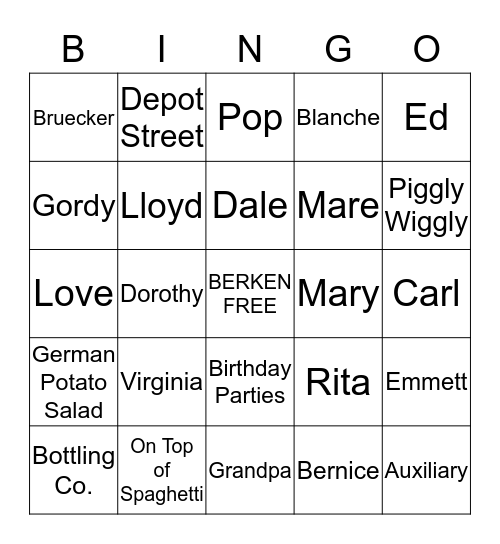 BERKEN Bingo Card