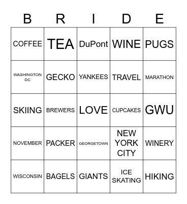 Showers of Happiness for Katie! Bingo Card