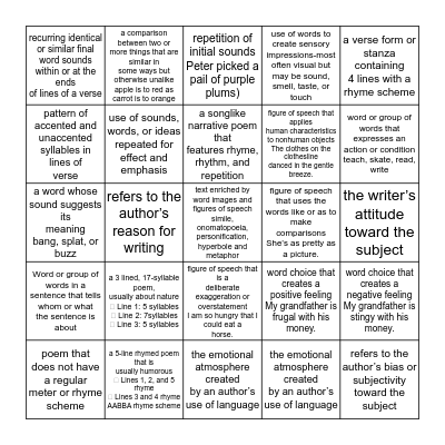 VOCABULARY WORDS  Bingo Card