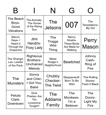 Total-Quiz.com Presents Radio Bingo: Remember the 60's Bingo Card