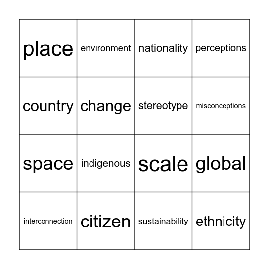 An interconnected World Bingo Card