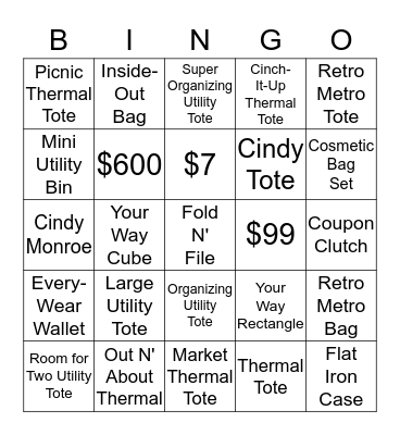 Thirty One Bingo Card