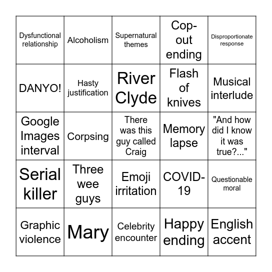 Limmy Improv Bingo Bingo Card