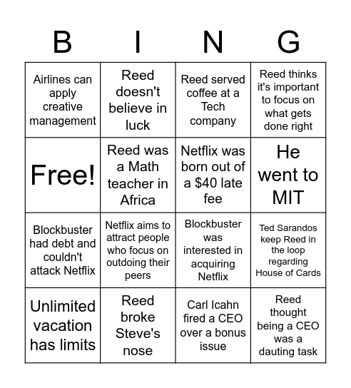 True or false? Bingo Card