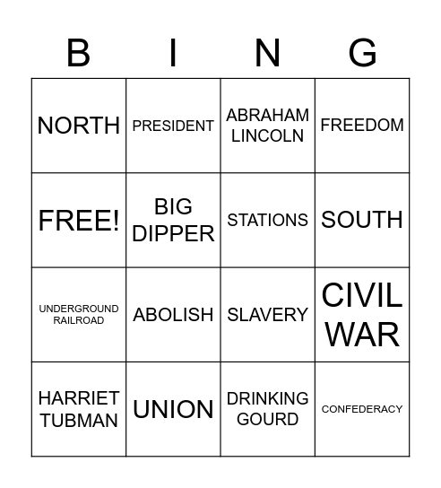 CIVIL WAR BINGO Card