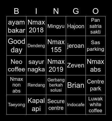 B O B B Y Bingo Card