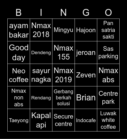 B O B B Y Bingo Card