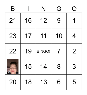 Numbers 1-23 Bingo Card