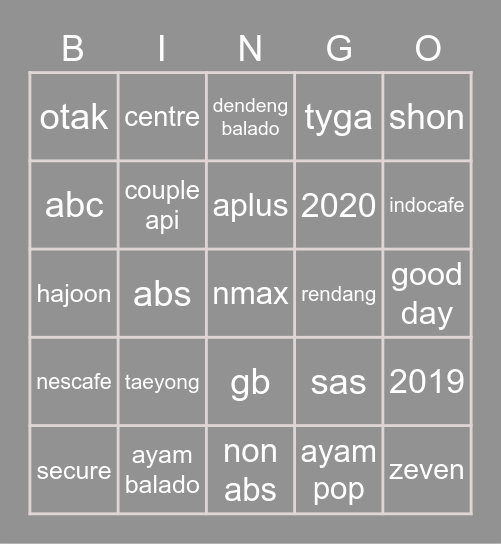 lululuka Bingo Card