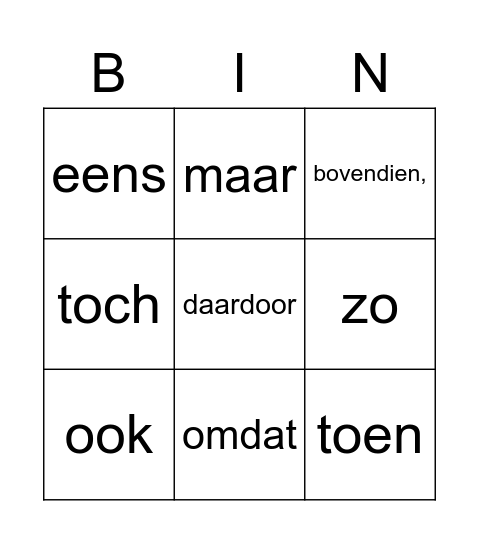 Signaalwoorden Bingo Card