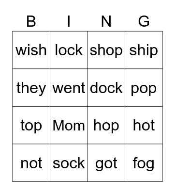Letterland BINGO Card