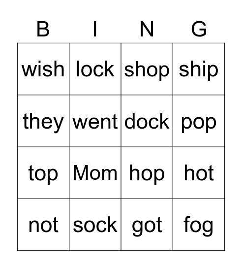 Letterland BINGO Card