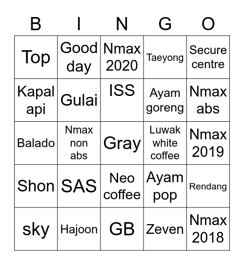 LEE HI Bingo Card