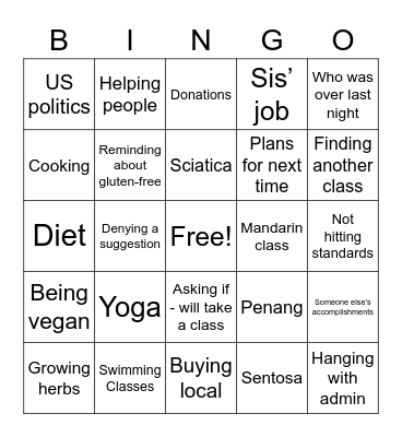 Social Bingo Card