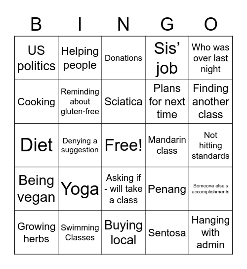 Social Bingo Card