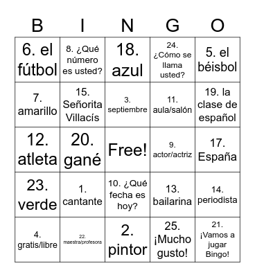 Hispanic Heritage Month - September 2020 Bingo Card