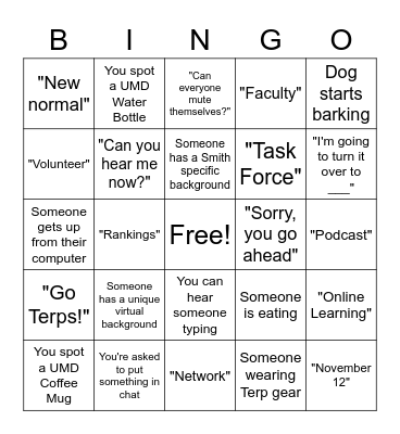 Alumni Chapter Board Bingo Card