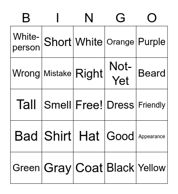 ASL 3 BINGO Card