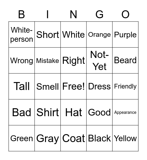 ASL 3 BINGO Card