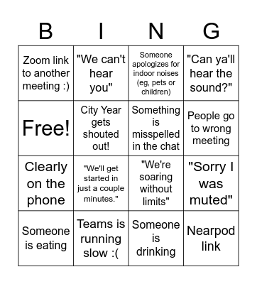 Wednesday Meetings Bingo Card Bingo Card