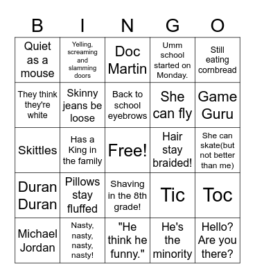 Trotter 8th Grade Part 2 Bingo Card